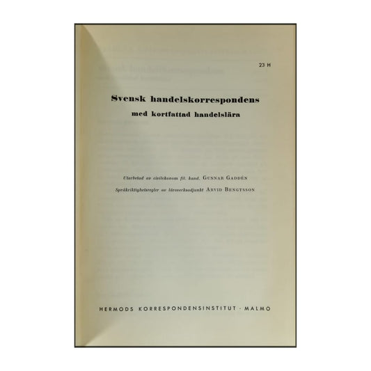 Svensk Handelskorrespondens Med Kortfattad Handelslära