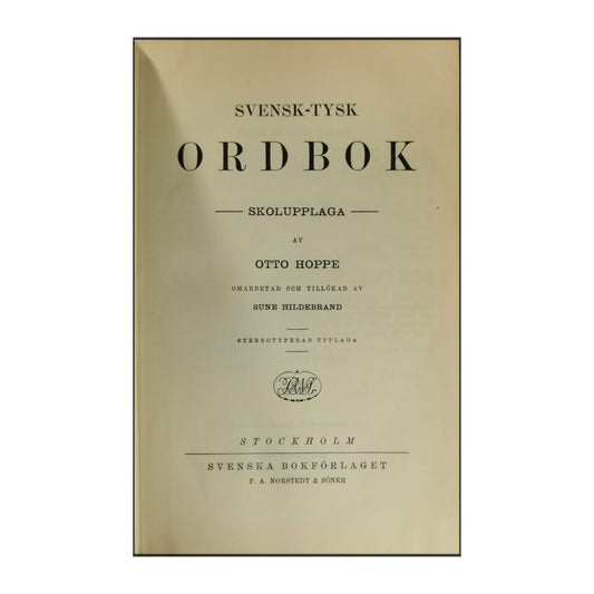 Otto Hoppe: Svensk-Tysk Ordbok