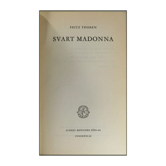 Fritz Thorén: Svart Madonna