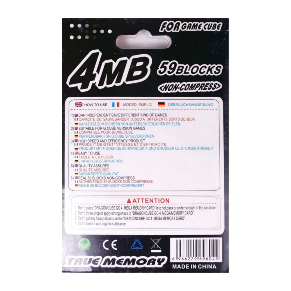 Nintendo Gc: Memory Card (4Mb) (Black)