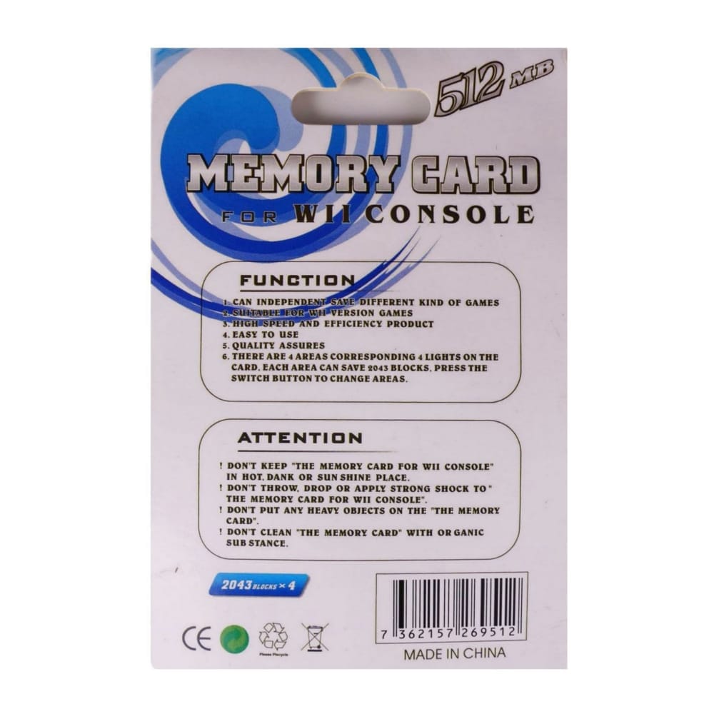 Nintendo Wii: Memory Card (512Mb) (Blue Transparent)