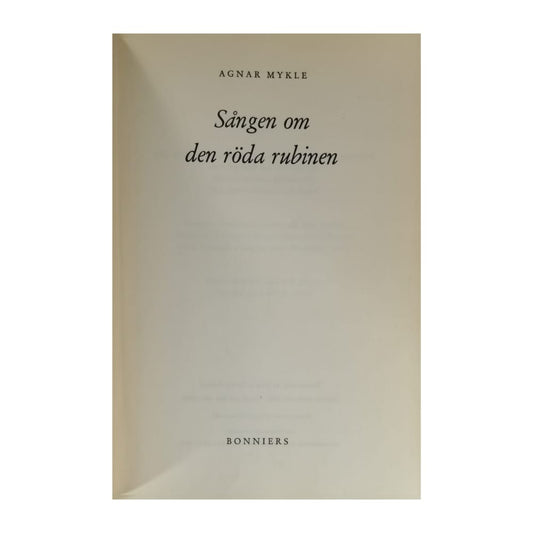 Agnar Mykle: Sången Om Den Röda Rubinen