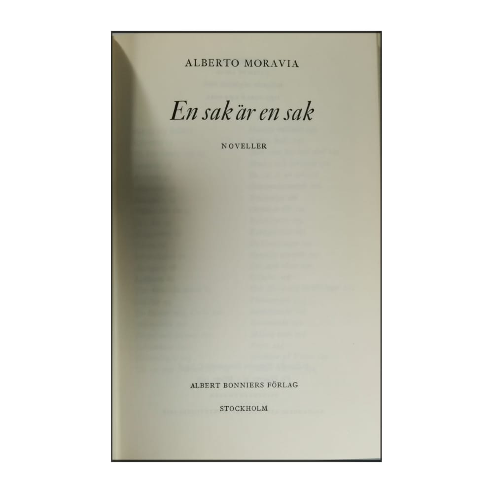 Alberto Moravia: En Sak Är En Sak