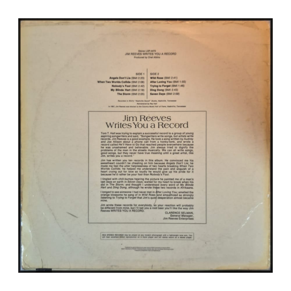 Jim Reeves: Writes You A Record