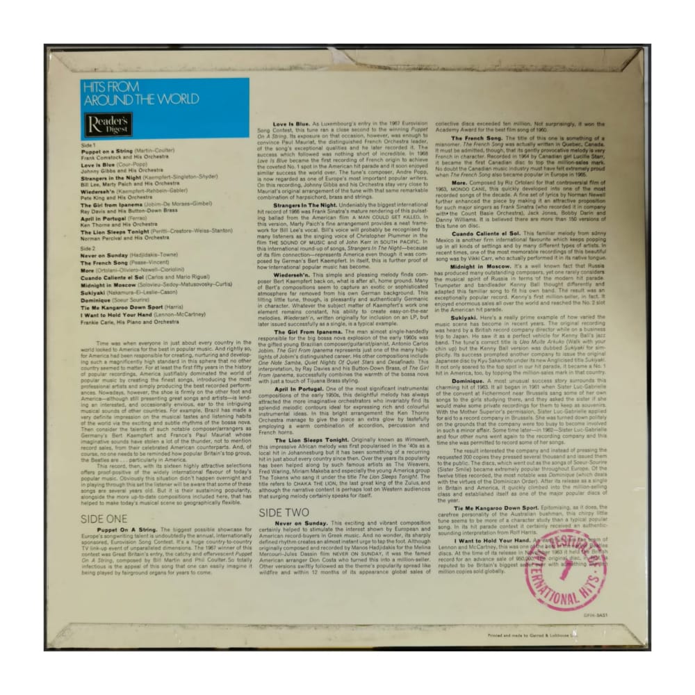 Reader'S Digest: Festival Of International Hits: Hits From Around The World 1