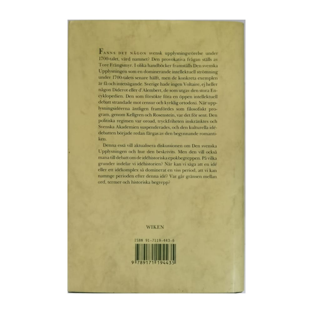 Tore Frängsmyr: Sökandet Efter Upplysningen