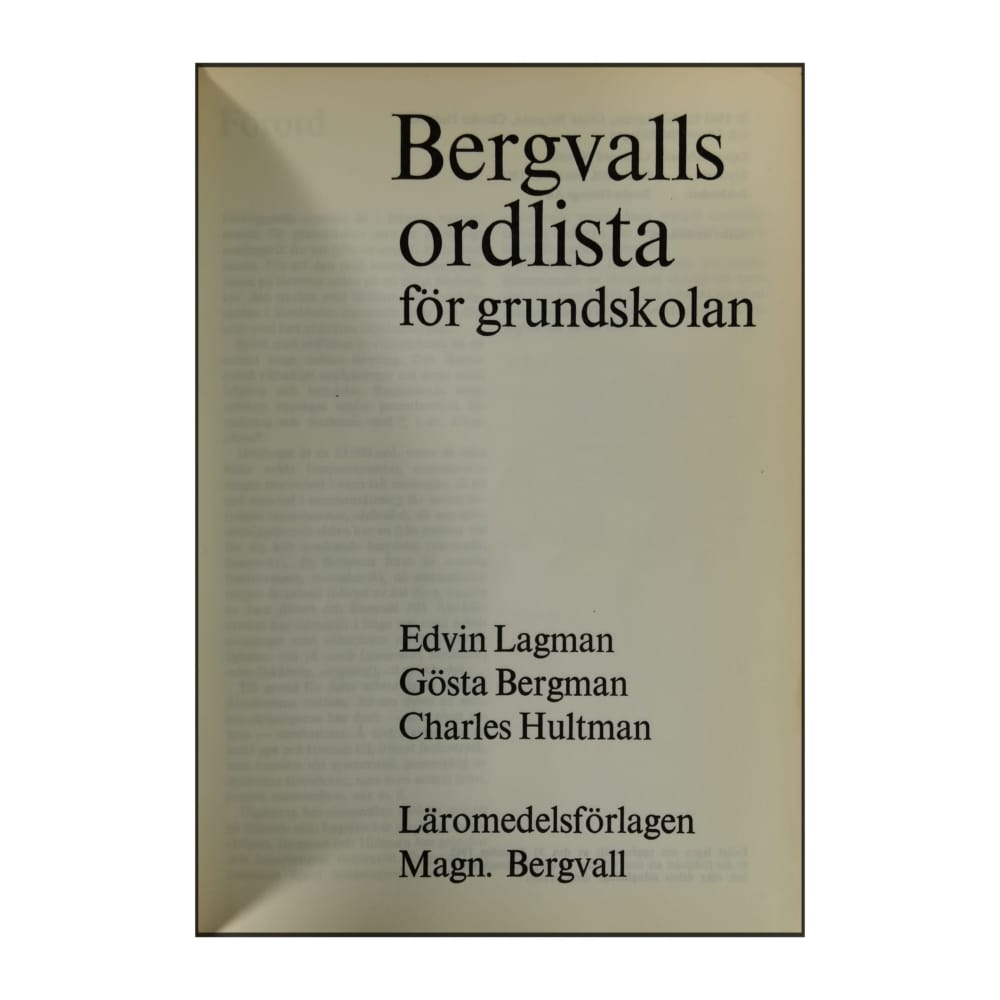 Bergvalls Ordlista För Grundskolan