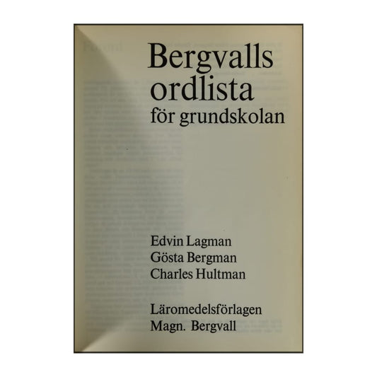Bergvalls Ordlista För Grundskolan