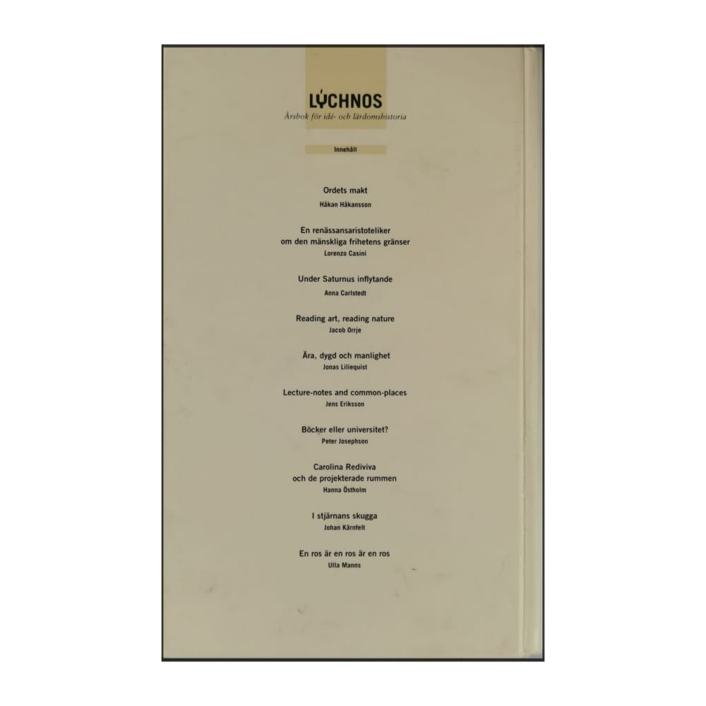 Lýchnos: Årsbok För Idé- Och Lärdomshistoria 2009