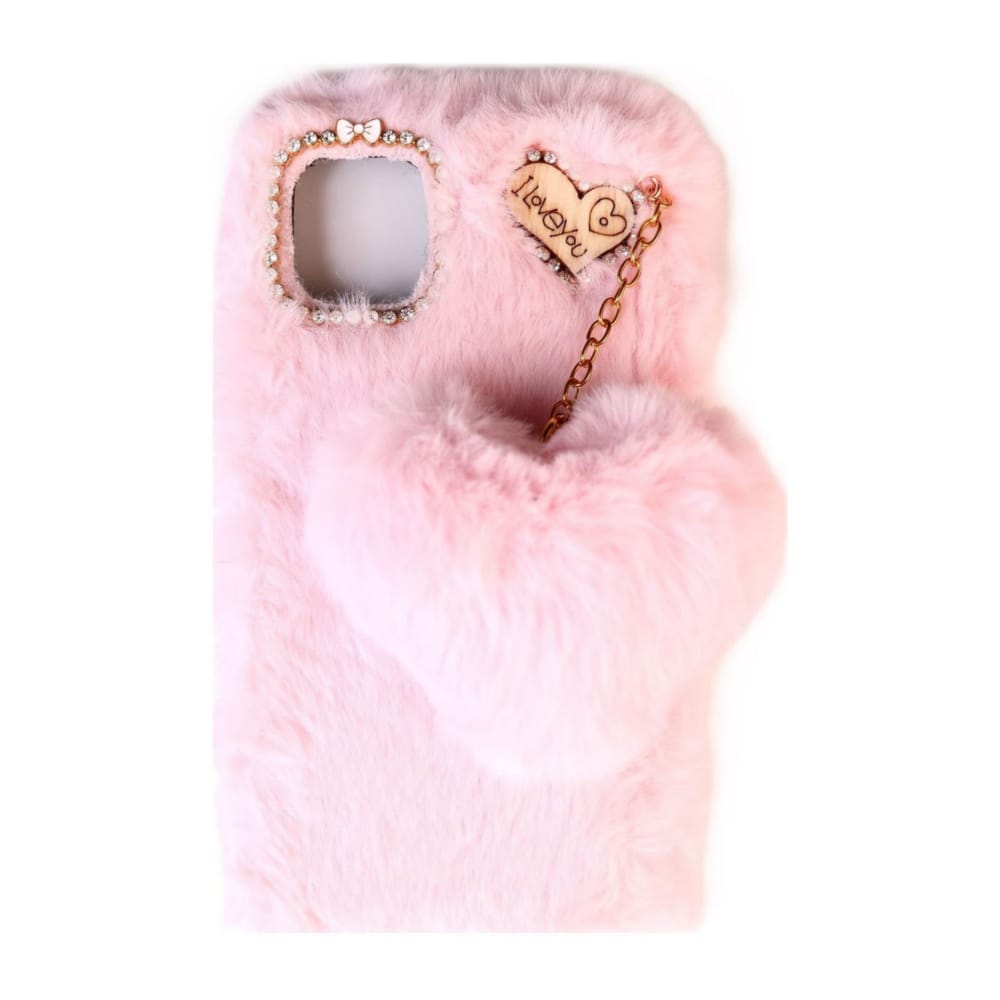 Heart Furry Pendant (Pink)