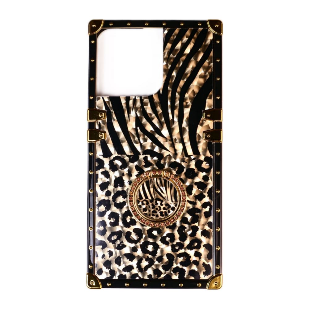 Square Leopard + Kickstand Case (Gold)
