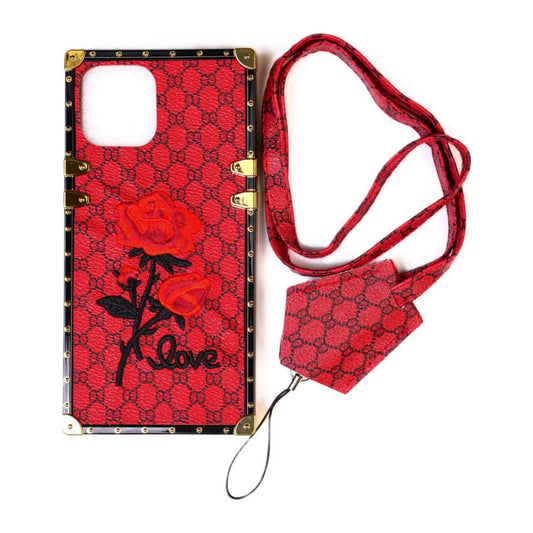 Sqaure Textile + Strap Case (Red)
