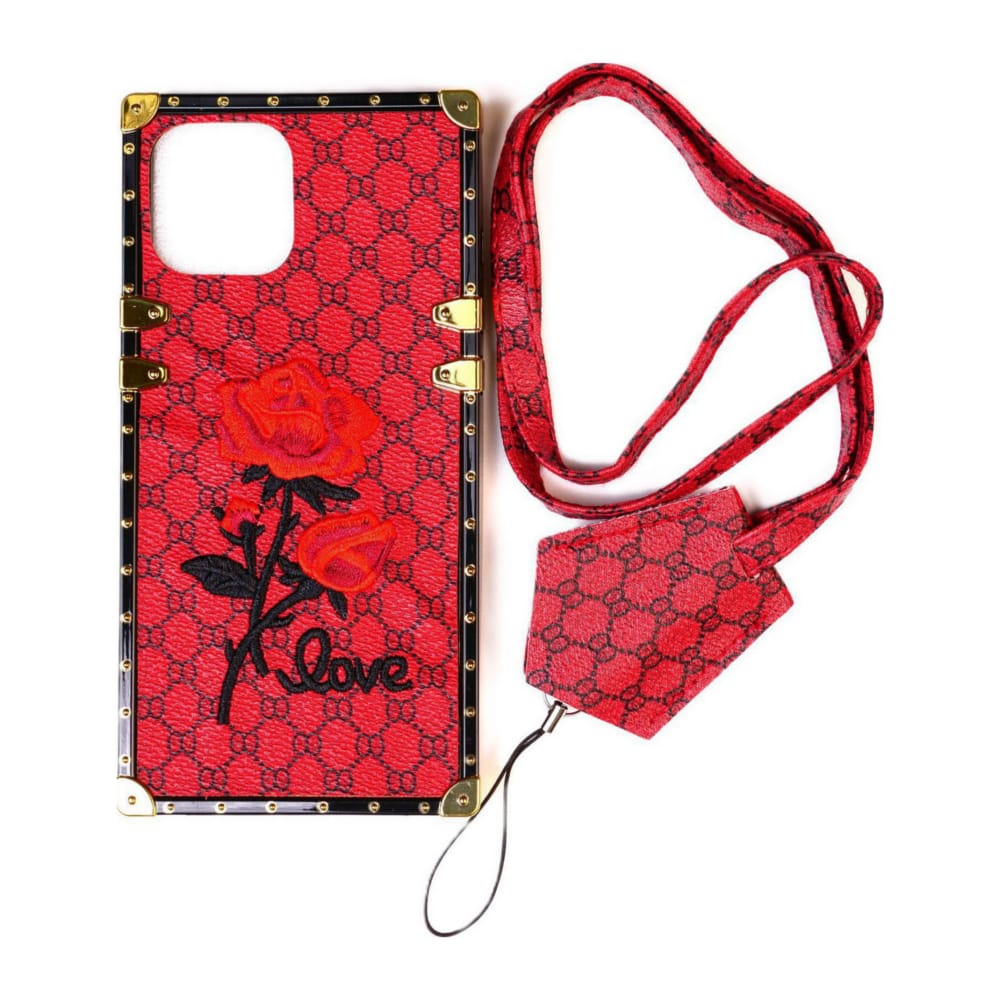 Sqaure Textile + Strap Case (Red)