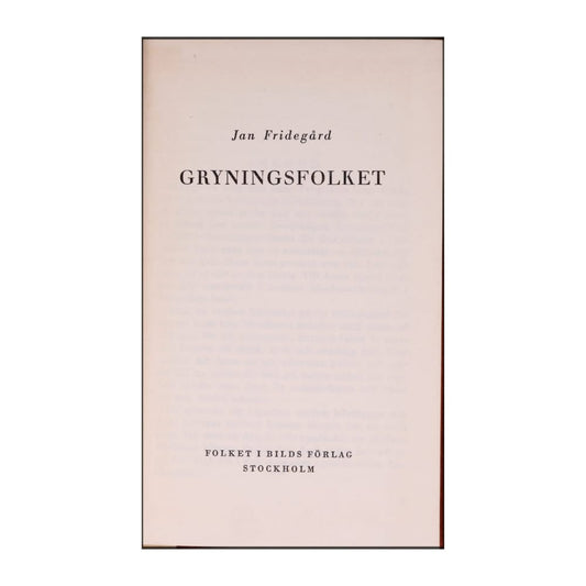 Jan Fridegård: Gryningsfolket