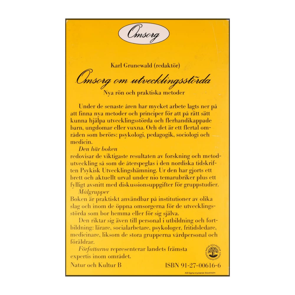 Karl Grunewald: Omsorg Om Utvecklingsstörda