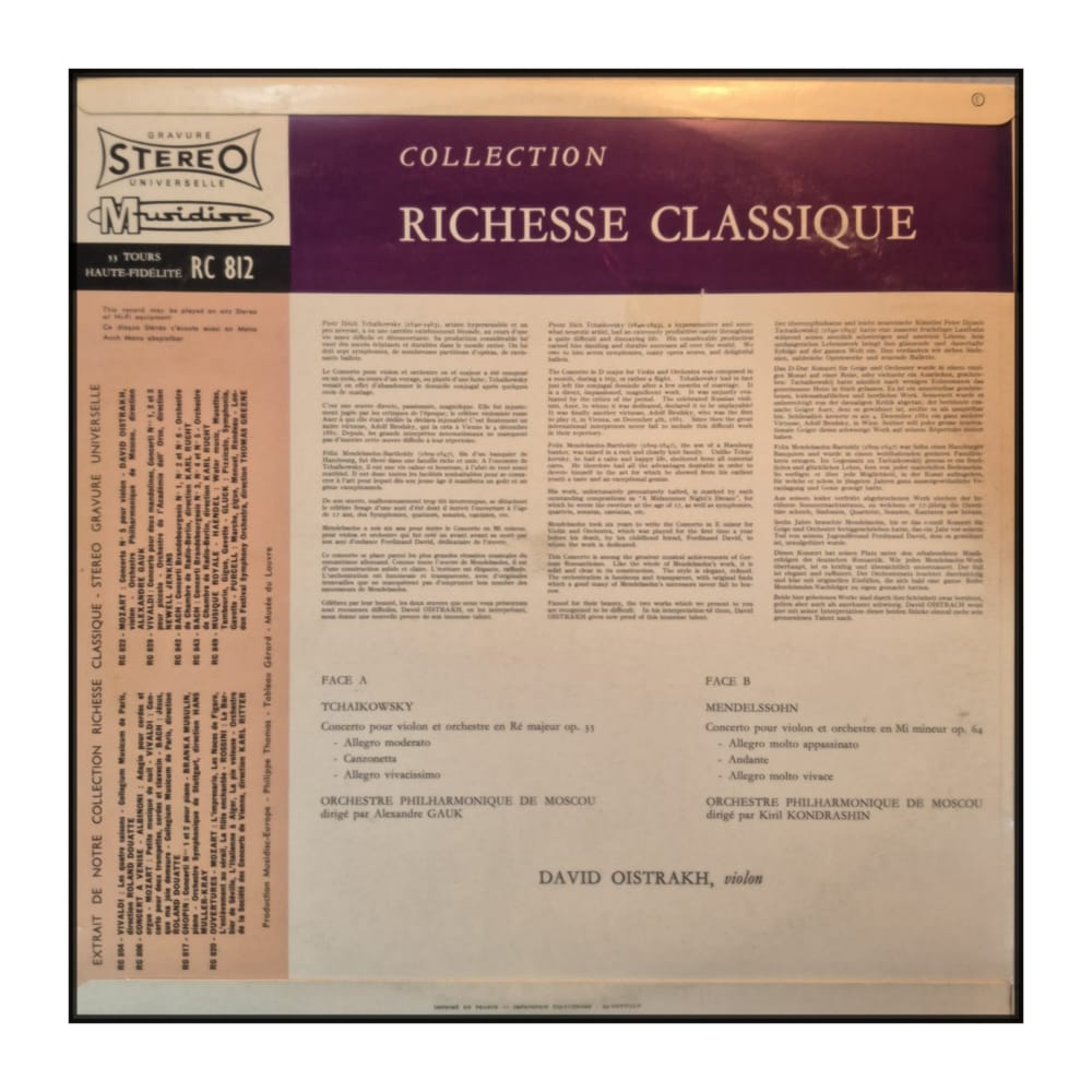 Tchaikowsky & Mendelssohn & David Oistrakh & Orchestre Philharmonique De Moscou