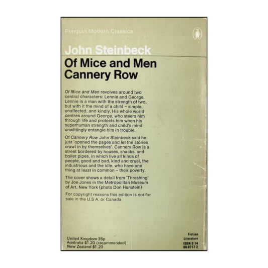 John Steinbeck: Of Mice And Men Cannery Row