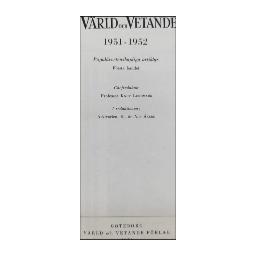 Värld Och Vetande 1951-1952