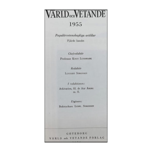 Värld Och Vetande 1955