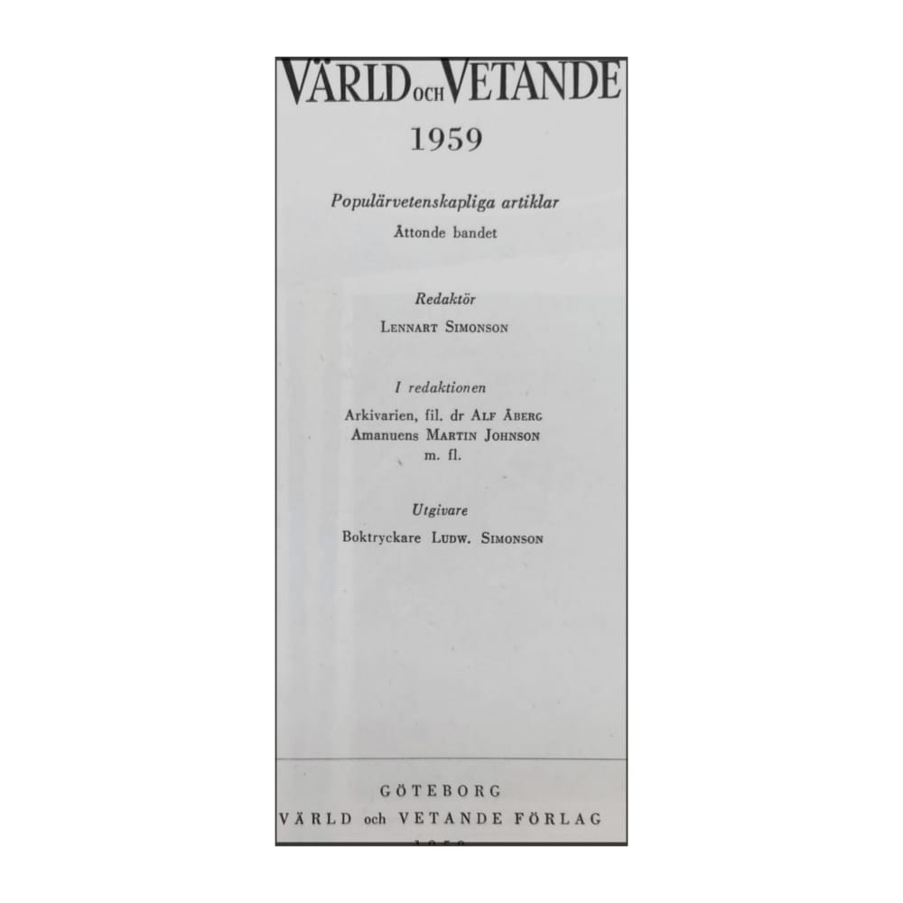 Värld Och Vetande 1959