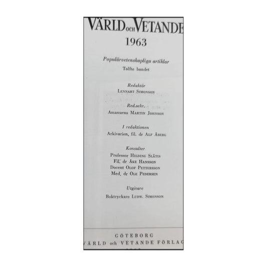Värld Och Vetande 1963