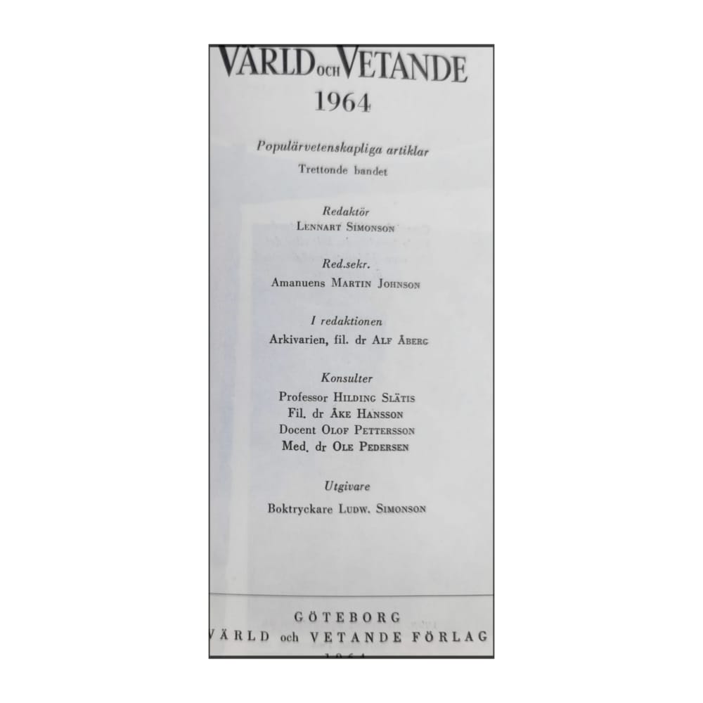 Värld Och Vetande 1964