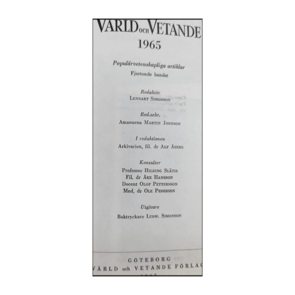 Värld Och Vetande 1965
