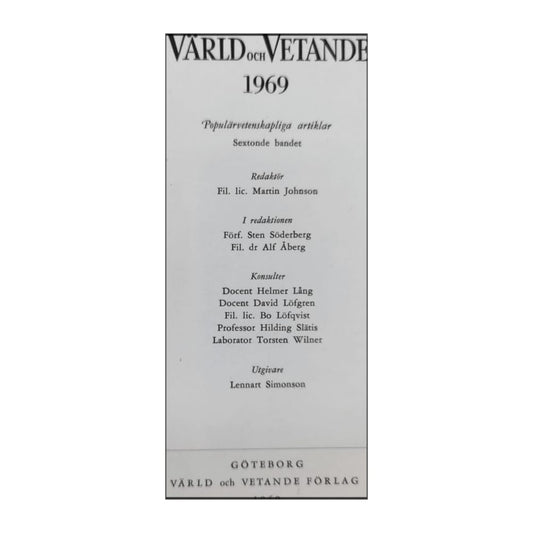 Värld Och Vetande 1969