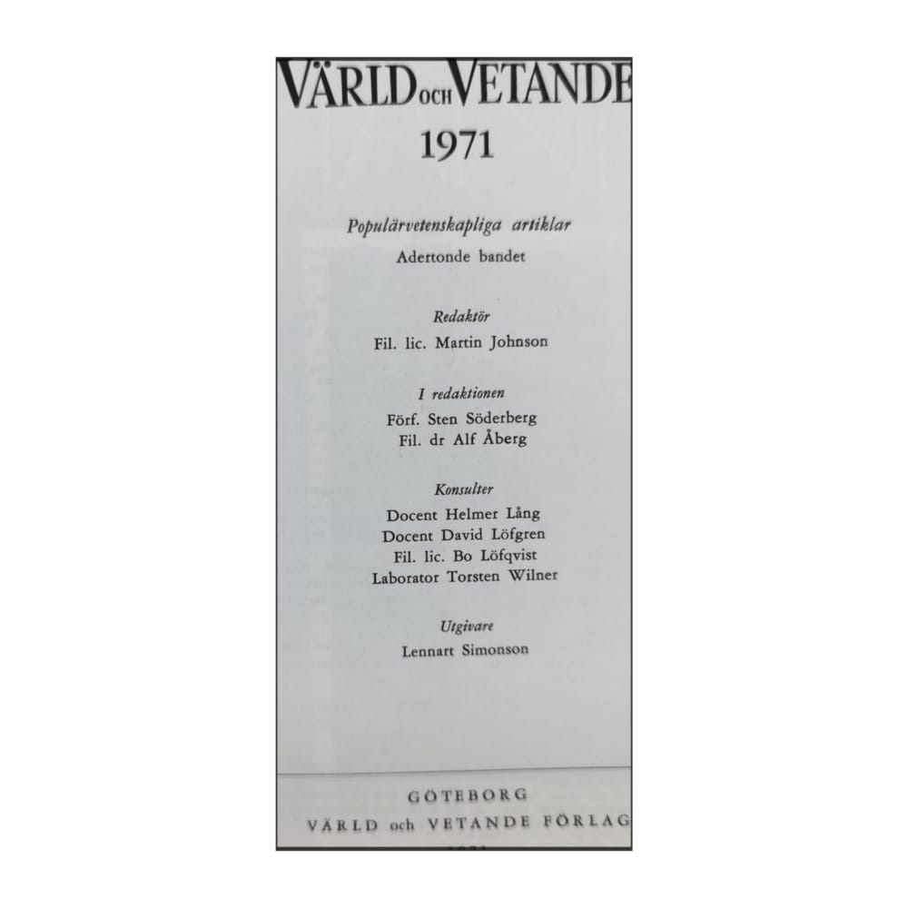 Värld Och Vetande 1971