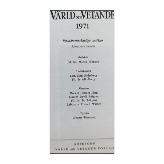 Värld Och Vetande 1971
