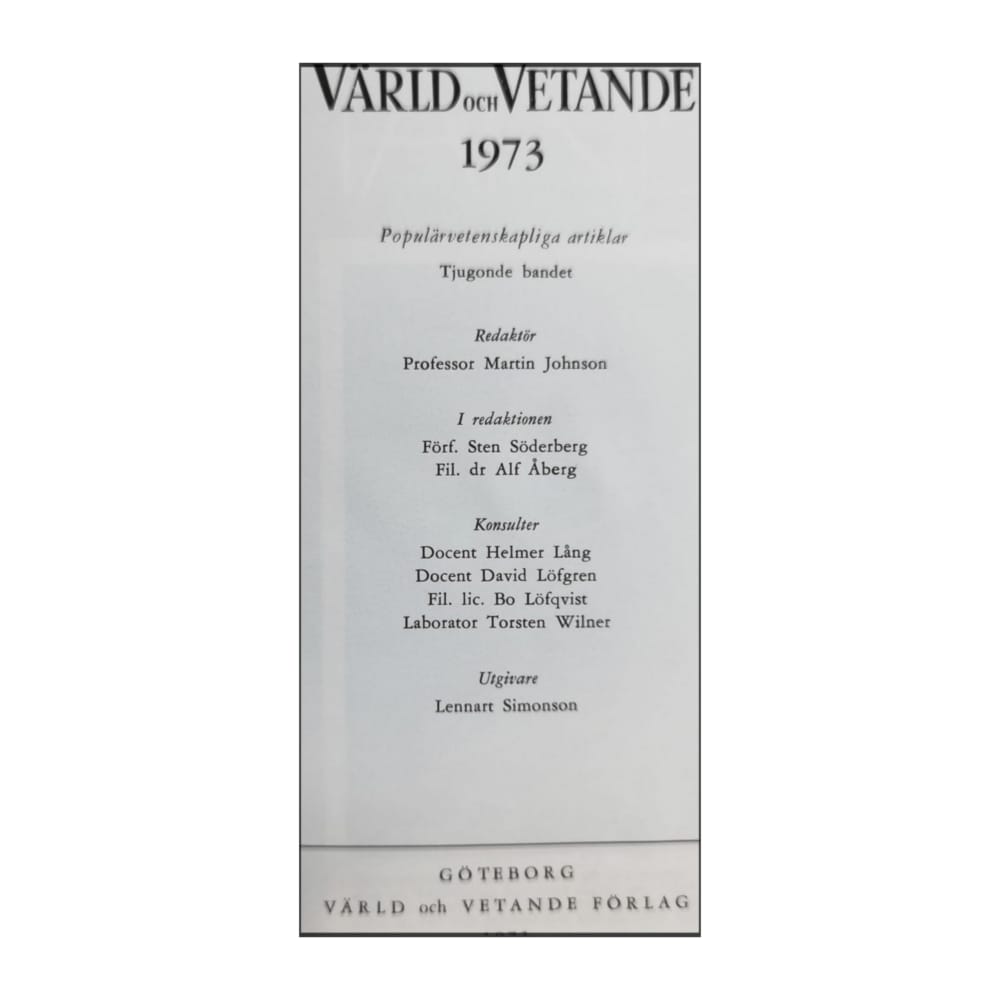 Värld Och Vetande 1973