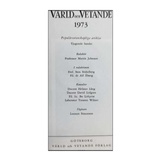 Värld Och Vetande 1973