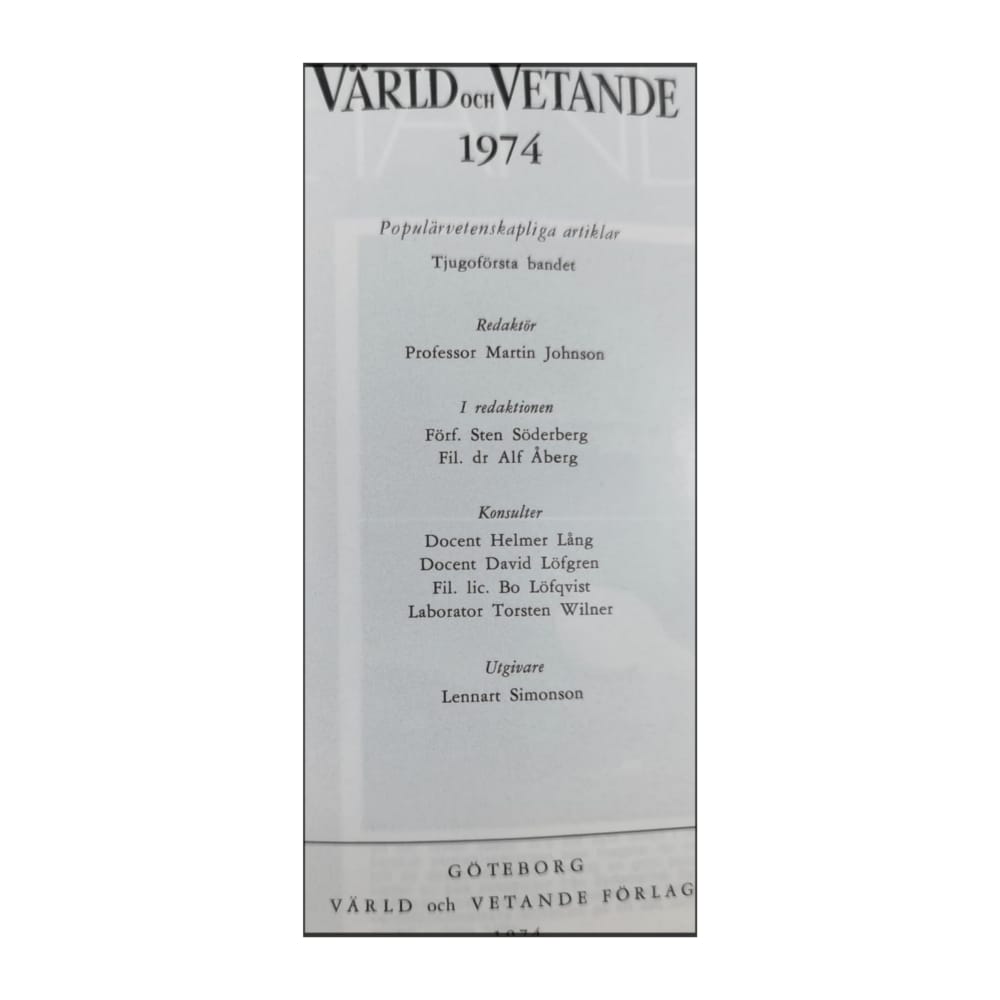 Värld Och Vetande 1974
