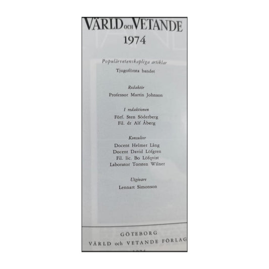 Värld Och Vetande 1974