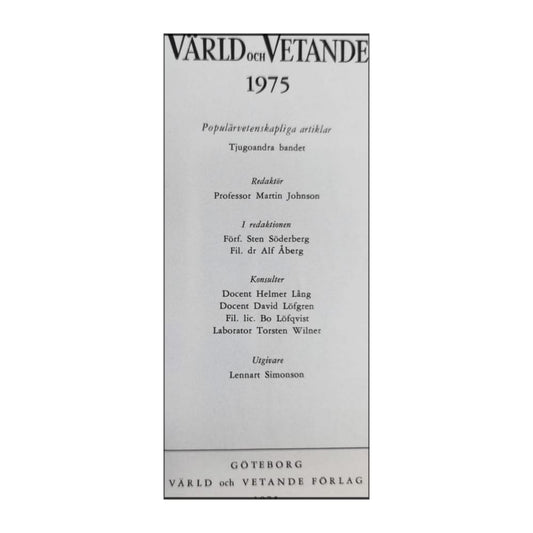 Värld Och Vetande 1975