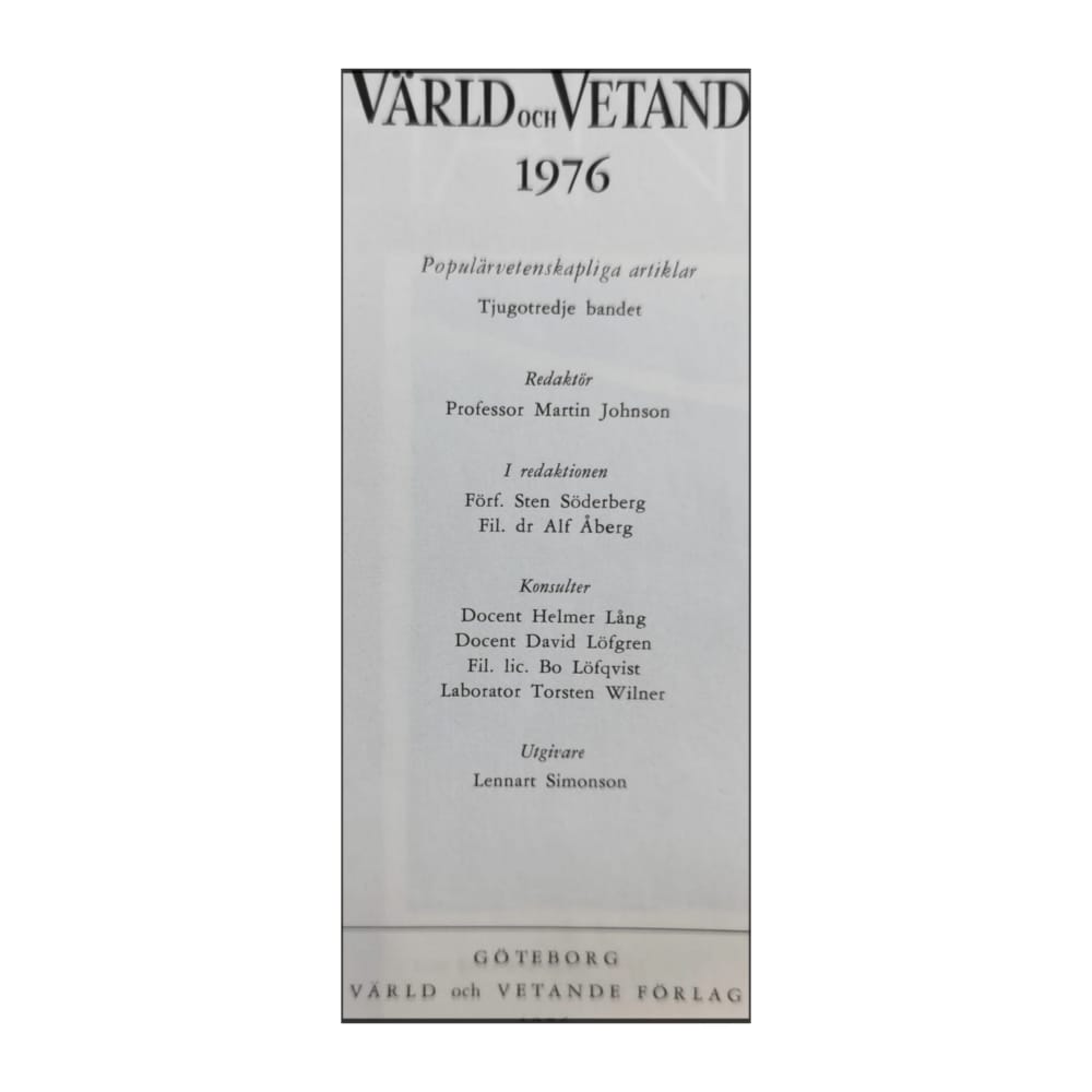 Värld Och Vetande 1976