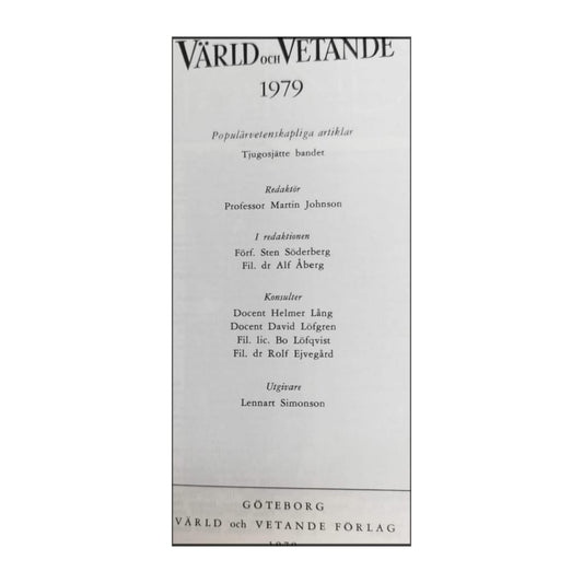 Värld Och Vetande 1979