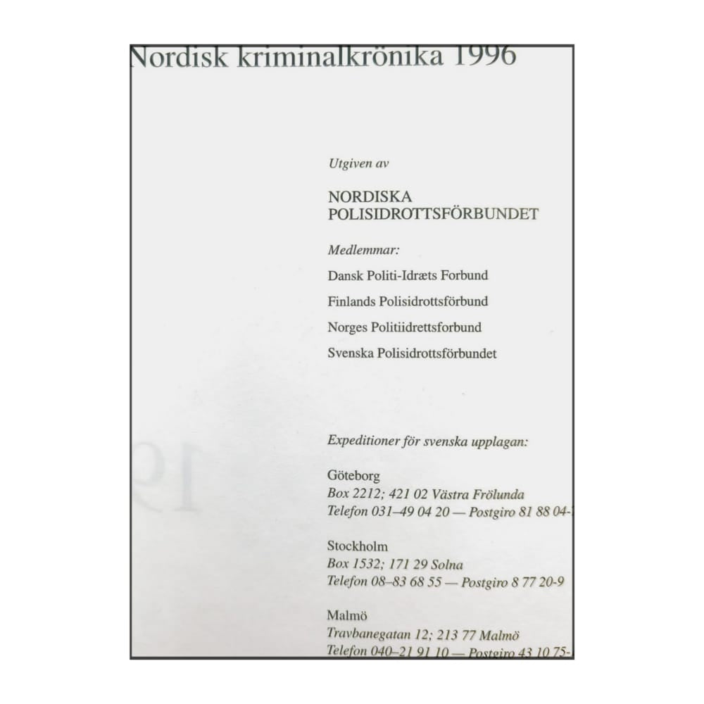 Nordisk Kriminalkrönika 1996