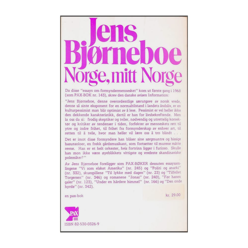 Jens Bjørneboe: Norge Mitt Norge