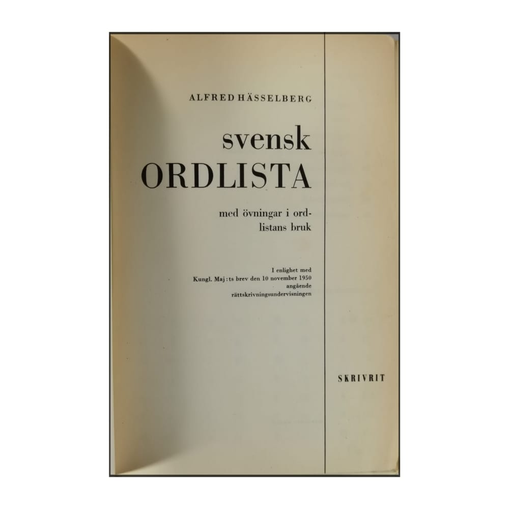 Alfred Hässelberg: Svensk Ordlista