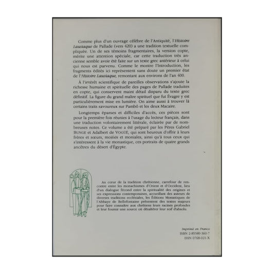 Quatre Ermites Égyptiens: D'Après Les Fragments Coptes De L'Histoire Lausiaque