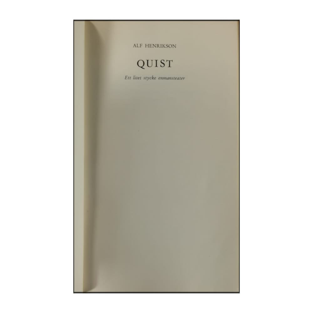 Alf Henrikson: Quist Eroticin: Två Små Estradstycken