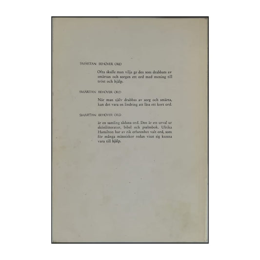 Smärtan Behöver Ord