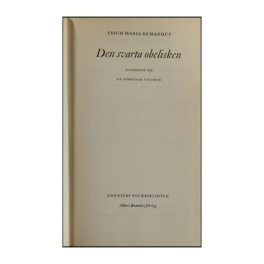 Erich Maria Remarque: Den Svarta Obelisken