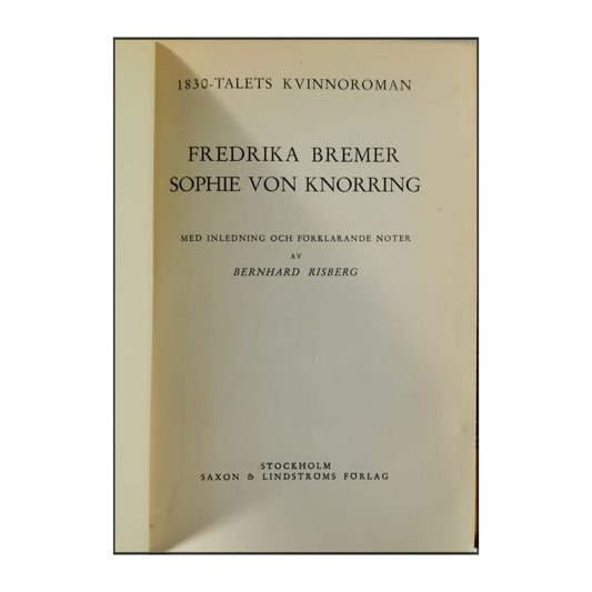 Bernhard Risberg: 1830-Talets Kvinnoroman