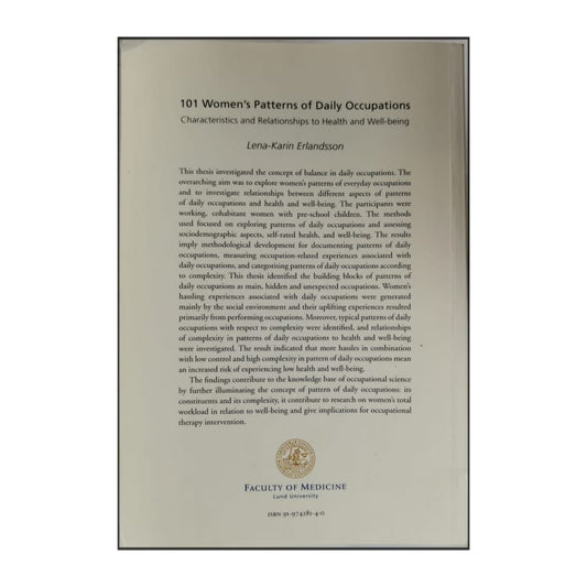 Lena-Karin Erlandsson: 101 Women'S Patterns Of Daily Occupations