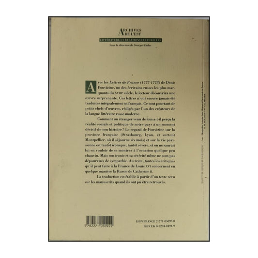 Denis Fonvizin: Lettres De France 1777-1778