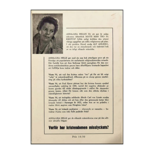 Anna-Lisa Helle: Varför Har Kristendomen Misslyckats?