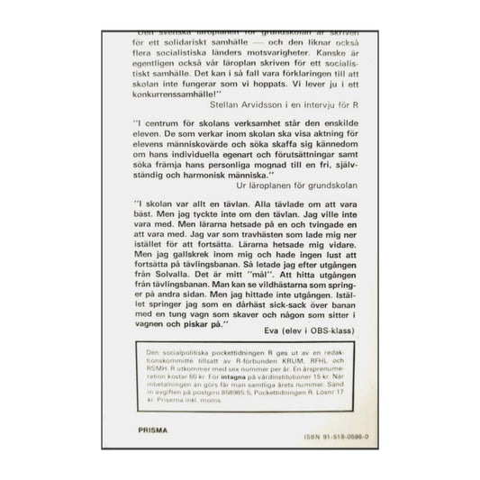 Pockettidningen R 1972 Nr 5 Utklassad Rapport Från Grundskolan