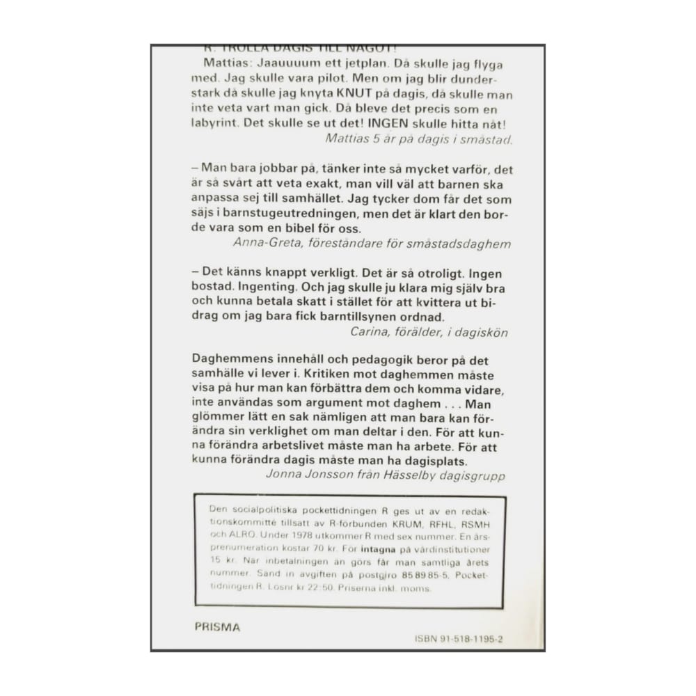 Pockettidningen R 1978 Nr 2 Daghem
